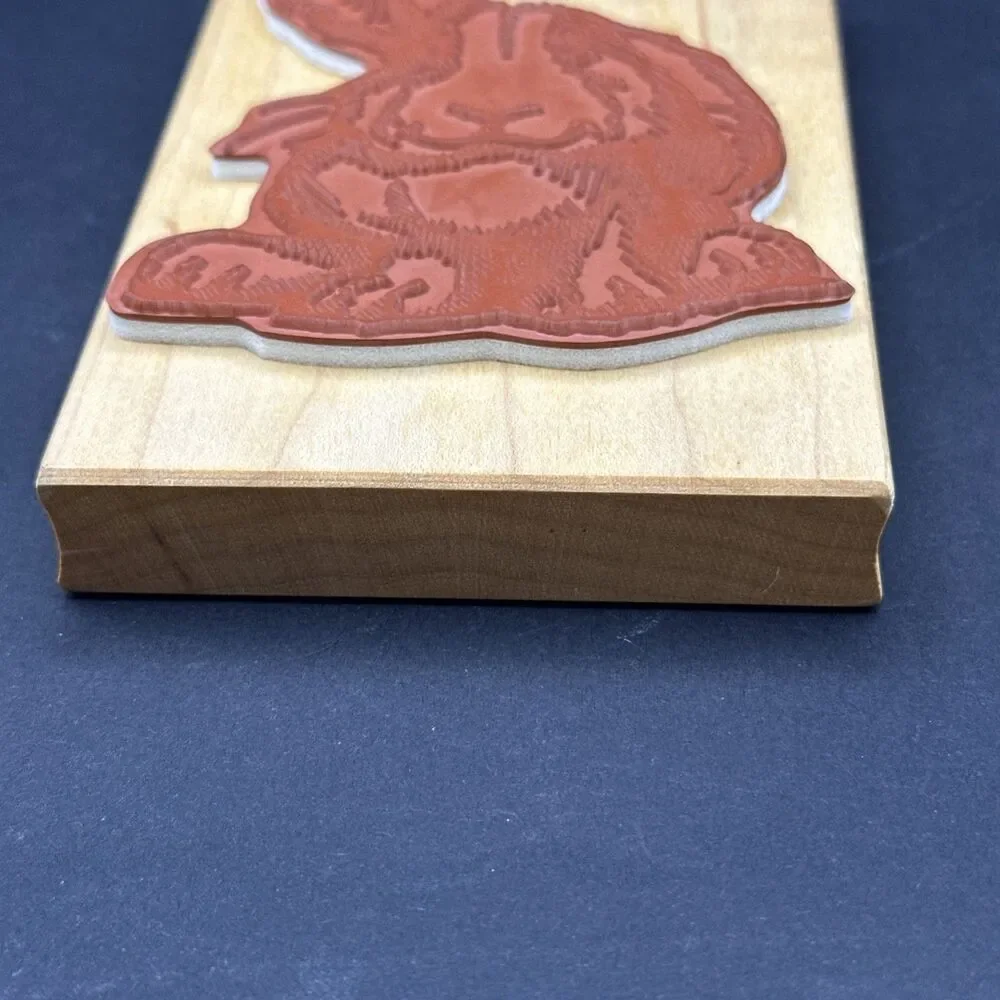Comotion Large Harry Hare 2397 Rubber Stamp Easter Bunny Wood Mounted Rabbit